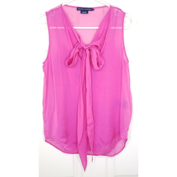 Lauren Ralph Lauren Tops - Ralph Lauren Silk Tank Tie Neck 2 Pink Top Blouse Shell